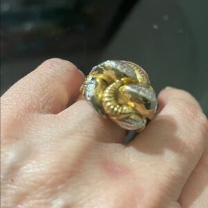 Yellow and White Gold Women's Statement Ring 4.51 Grams